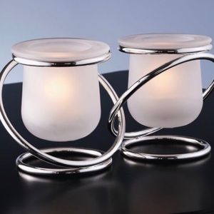 NIB PartyLite Silver Plated Gemini candleholders